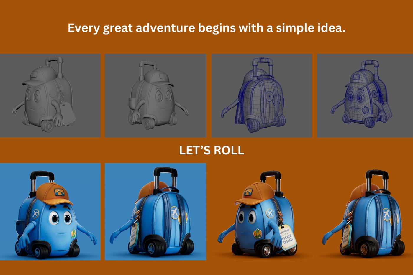 Rudy — initial concept sketches and early 3D builds