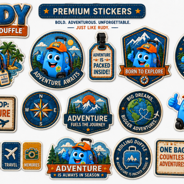 RUDY ROLLING DUFFLE Premium Sticker Sheet