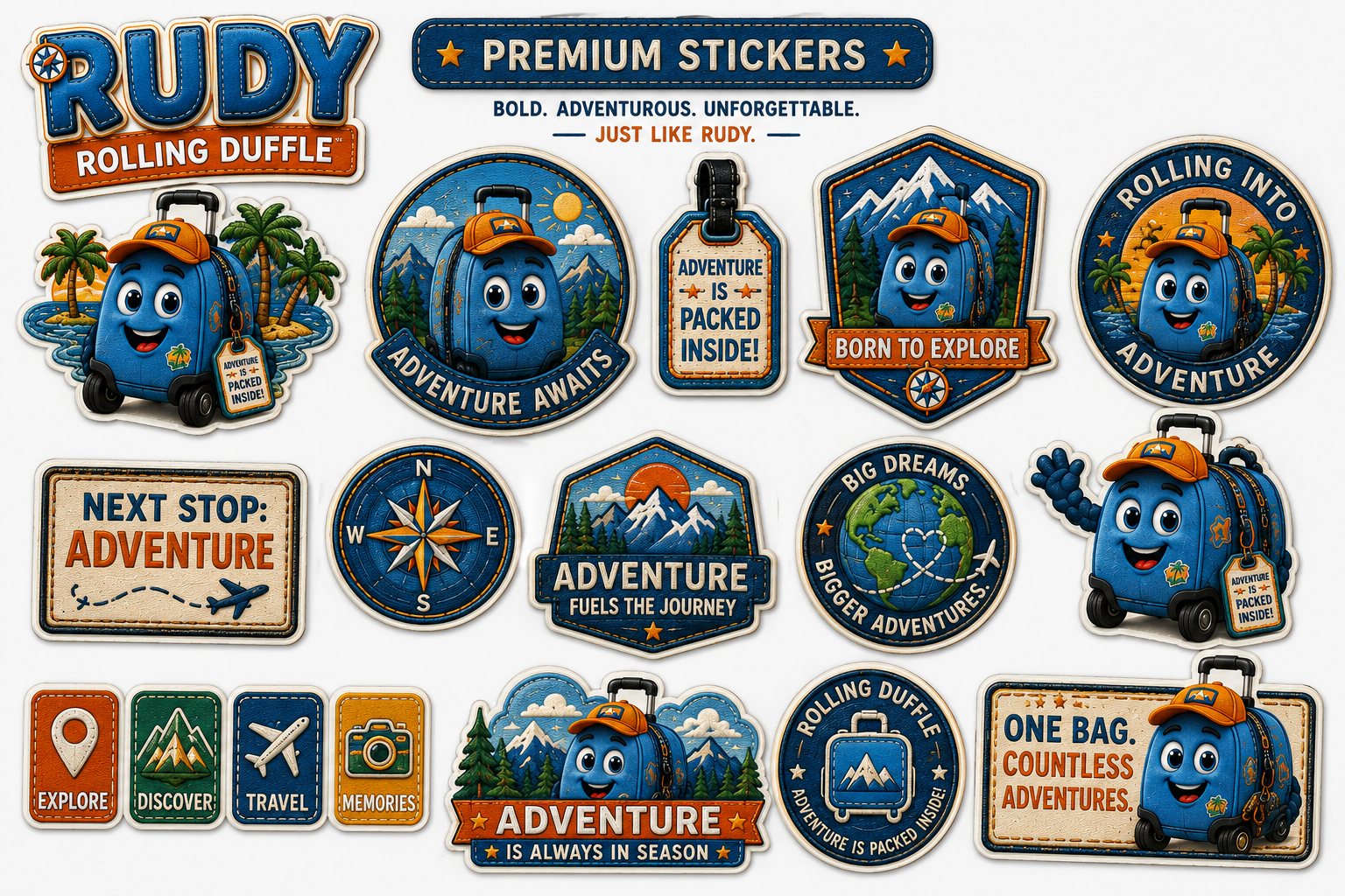 RUDY ROLLING DUFFLE Premium Sticker Sheet