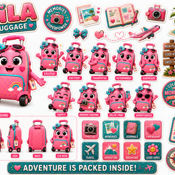 LILA LUGGAGE Sticker Collection Pack (includes all 3 sheets)